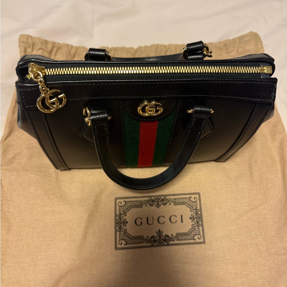 Genuine Gucci Black Ophidia Tote Handbag - Picture 10 of 16